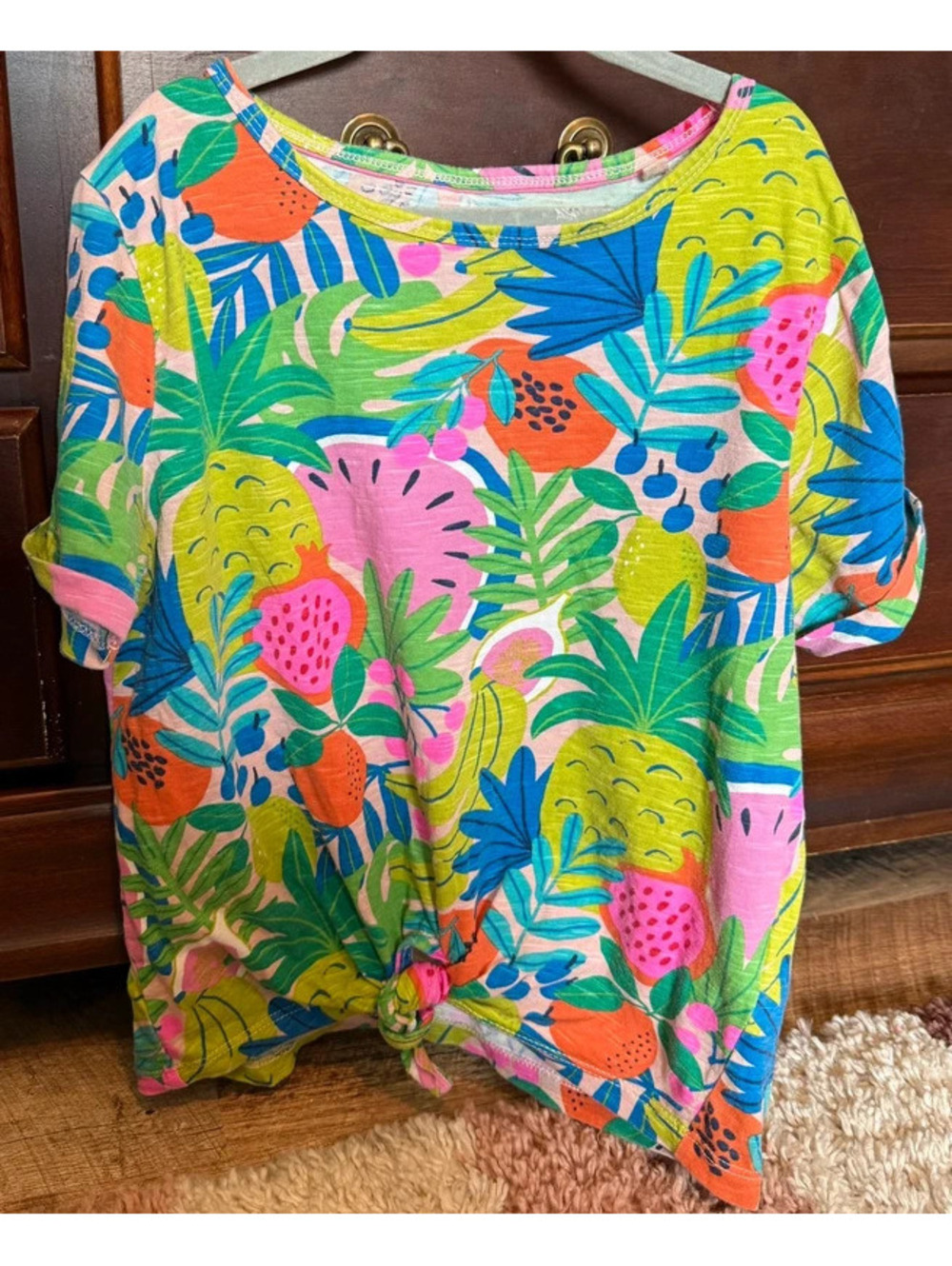 Boden Tie Front Tropical Fruit Shirt
